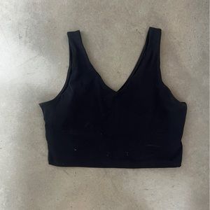 Black longline workout crop bra